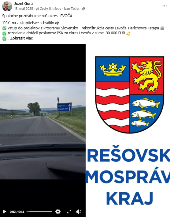 Rekonštrukcia cesty Levoča–Harichovce
