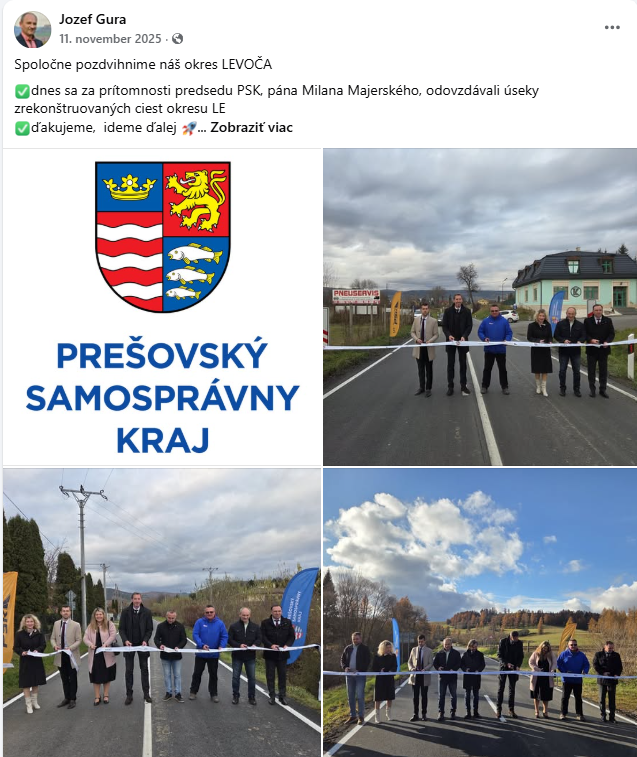 Odovzdanie zrekonštruovaných ciest okresu Levoča